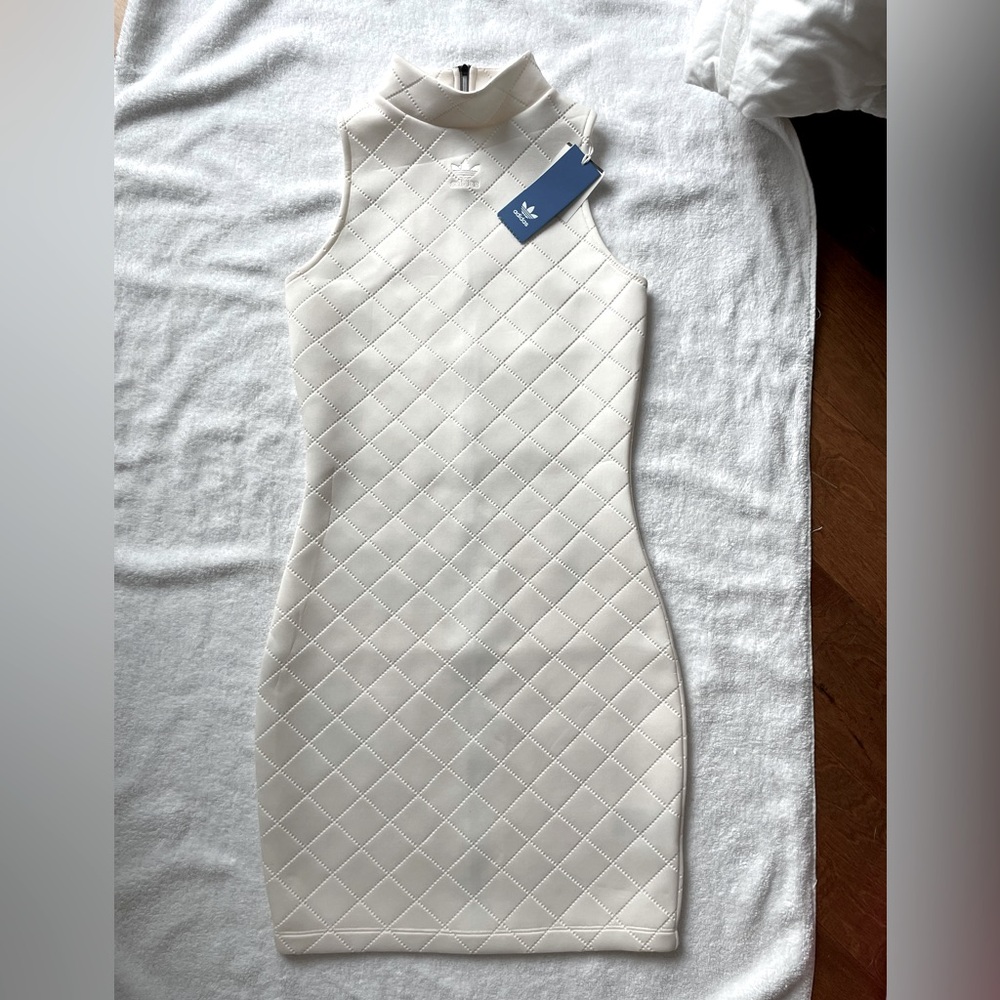 Adidas cream quilted dress new with tags - XS